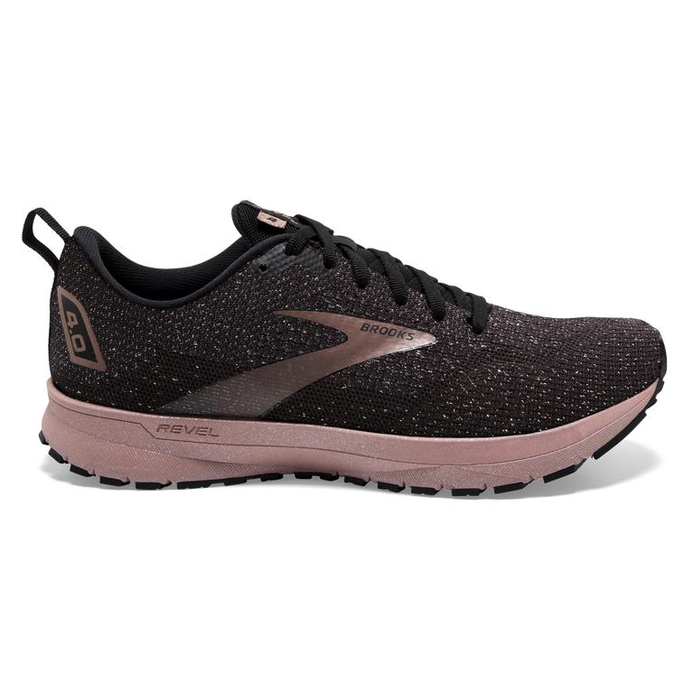 Brooks Revel 4 Women's Road Running Shoes - Black/Ebony/grey Charcoal/Rose Gold (36804-TFJR)